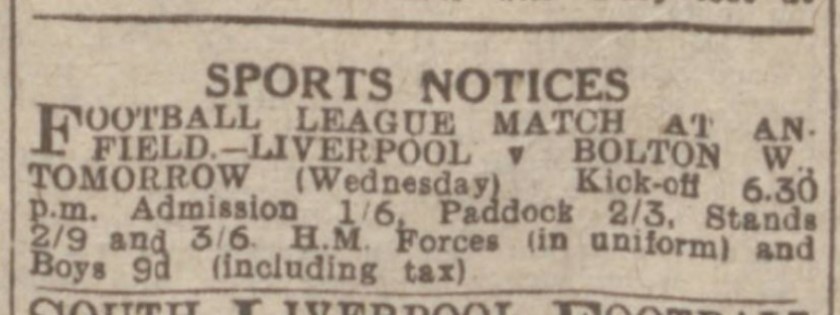 1945 ad Liverpool v Bolton Wanderers