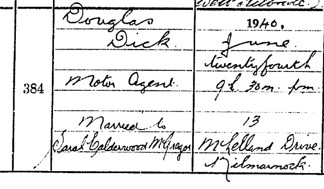 1940 Douglas Dick death certificate 1