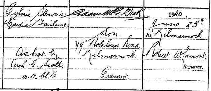 1940 Douglas Dick death certificate 3