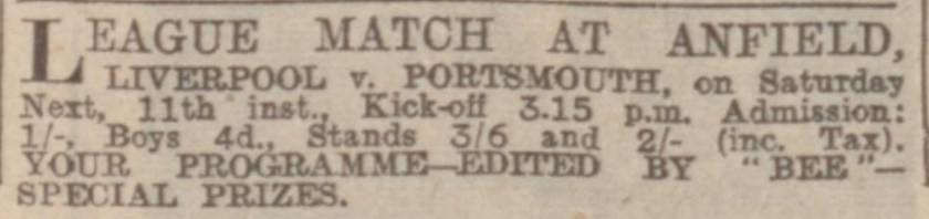 advertisement-liverpool-v-portsmouth-9-mar-1939-evening-express